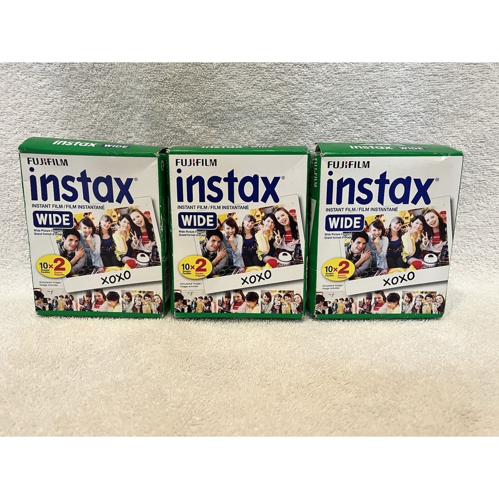3- Fujifilm Instax Wide Film- Twin Pack- White Border 60 Films Total 3 Box Lot